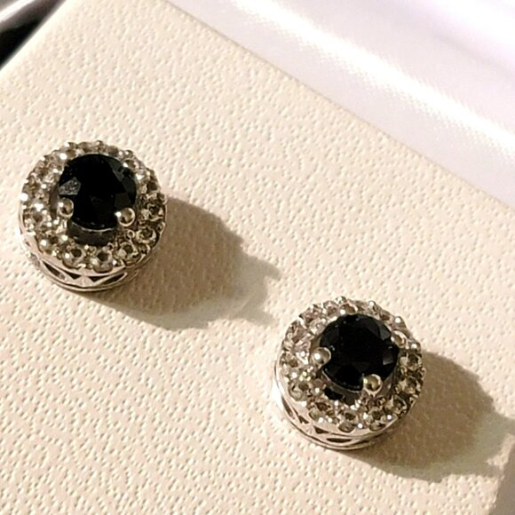 Sterling Silver Blue Sapphire & Diamond Necklace & Earrings Sept Birthstone DH1 - Picture 8 of 16